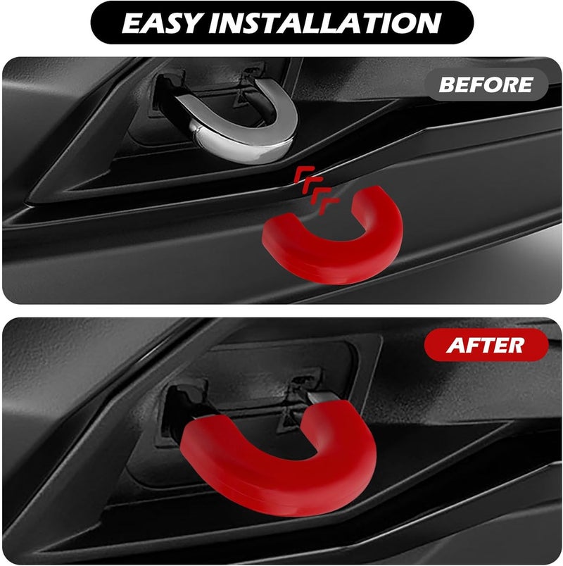 TECHPICCO Tow Hooks Covers for Chevy Colorado Trailboss 2015-2026/GMC Canyon 2015-2022 (Not fit 2023-2026 Colorado Z71 ZR2) Compatible with Chevy Colorado/GMC Canyon Accessories (Red) - Image 5